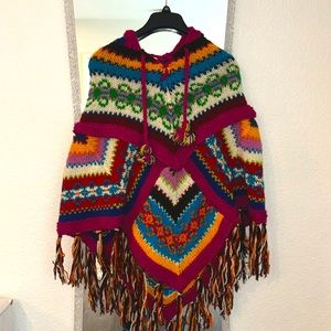Multicolored wool poncho from Nepal